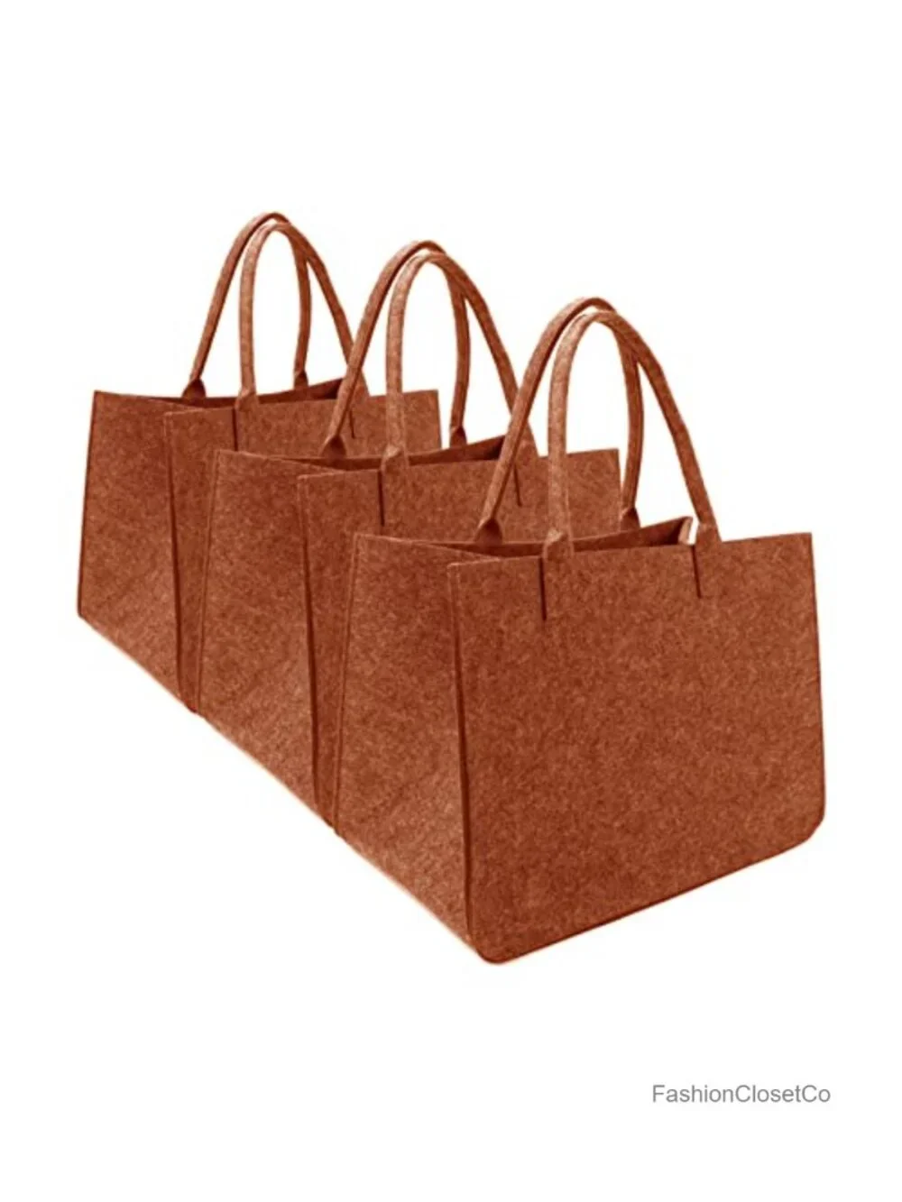 Heavy Duty Felt Tote Bag Set of 3 Reusable Grocery Large Totes